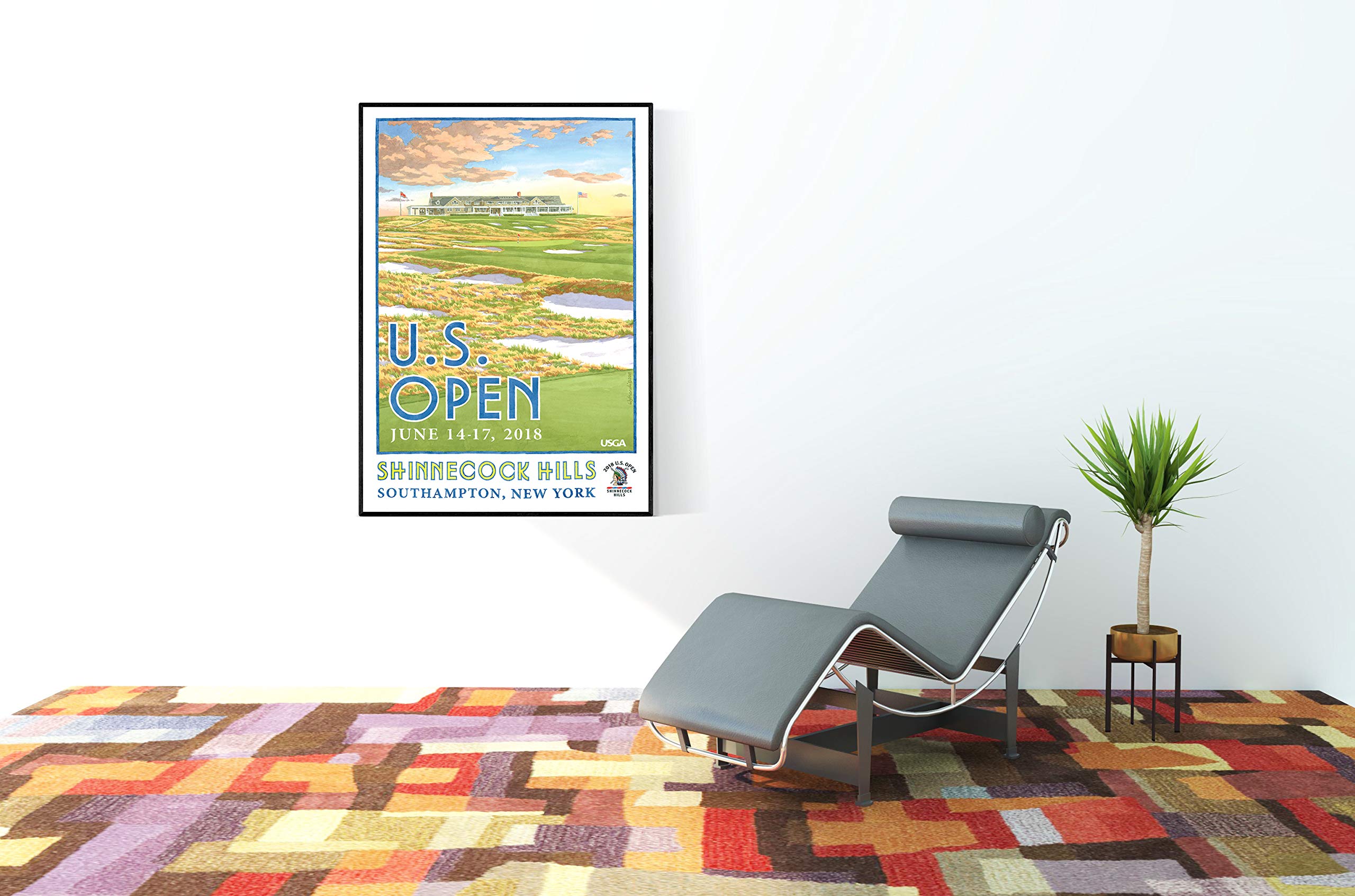 Lee Wybranski Official Golf Art - 2018 U.S. Open Championship at Shinnecock Hills - 20x30 Inch Wrapped Canvas Print - Perfect Golf Gift for Men - Home Office Decor & Man Cave Wall Art