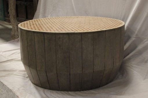 Handmade Bone Inlay Carved Round Coffee Table - Honeycomb Pattern 35.4''x35.4''x17.7'' - Boho Chic Living Room Furniture for Home Decor & Lounge