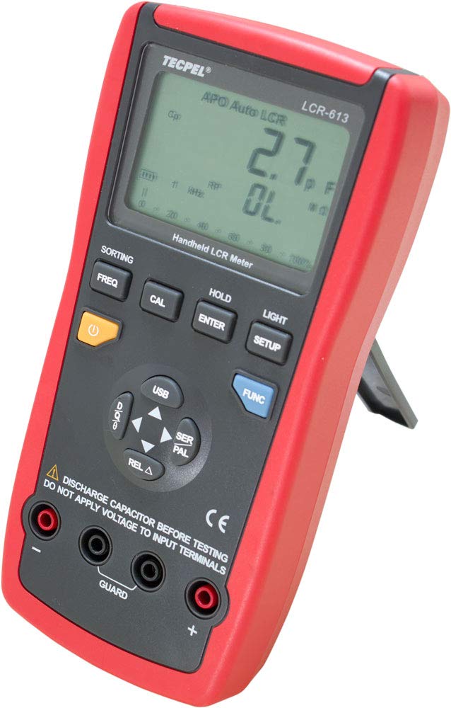 Tecpel Digital Handheld LCR Meter - 100KHz LCR-613 Component Tester for Electronics, DIY Projects & Circuit Repair | Portable Inductance Capacitance Resistance Measurement Device