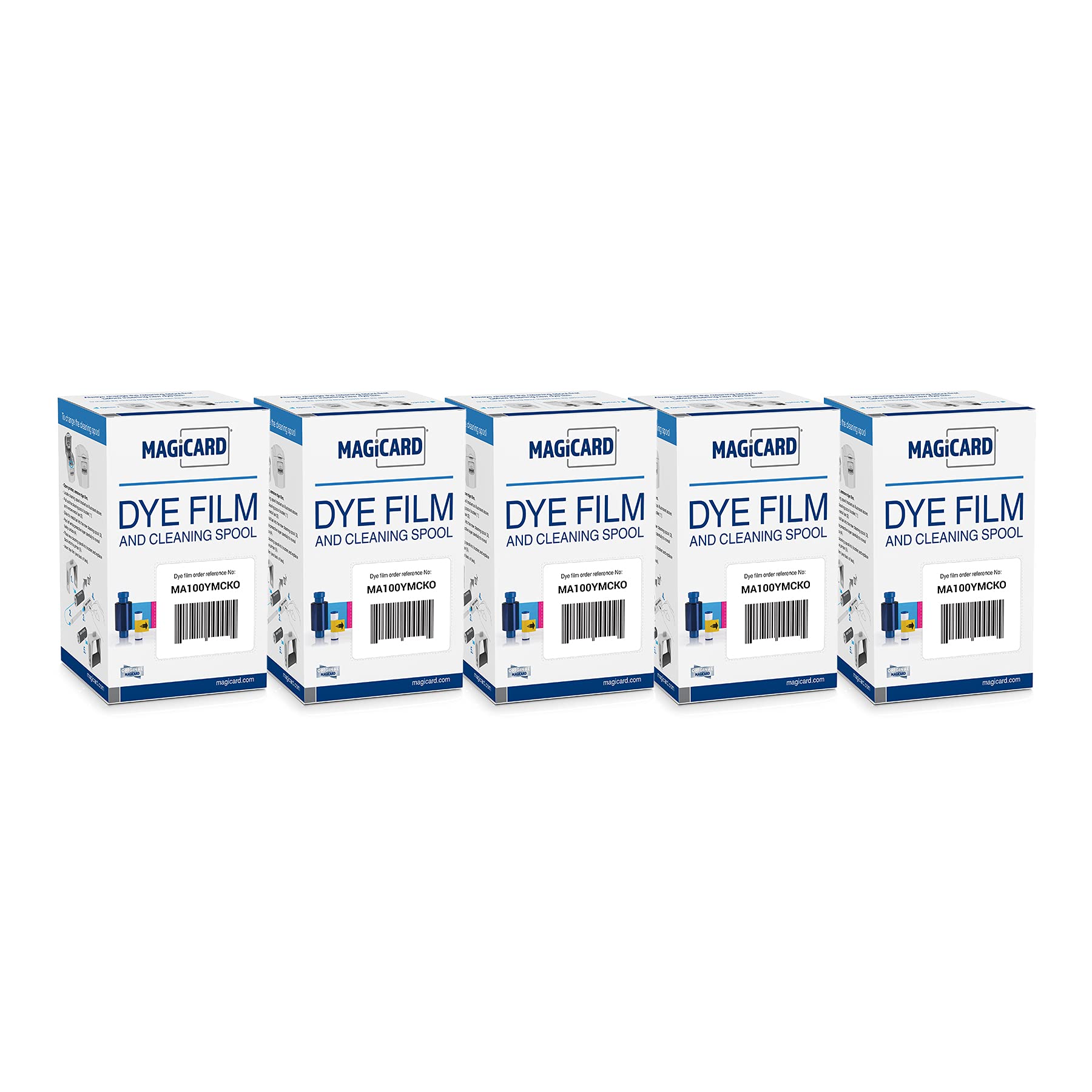 Bodno 5-Pack Magicard MA100YMCKO YMCKO Color Ribbon - 100 Prints per Cartridge | Compatible with ID Card Printers | Perfect for Office Security, Employee Badges & School ID Cards