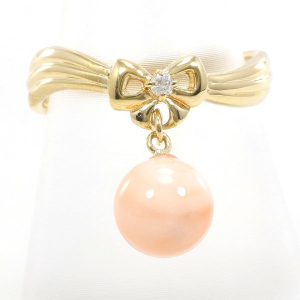 18K Yellow Gold Coral Diamond Ring for Women - Elegant Handmade Jewelry for Engagement, Wedding & Special Occasions