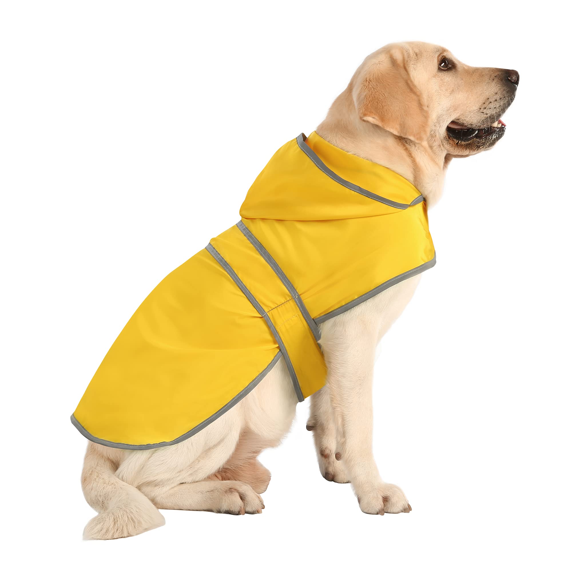Waterproof Dog Raincoat with Hood & Leash Hole - Adjustable Belly Strap & Reflective Strips for Small Medium Large Dogs - Lightweight Pet Rain Jacket for Walking, Hiking & Outdoor Adventures
