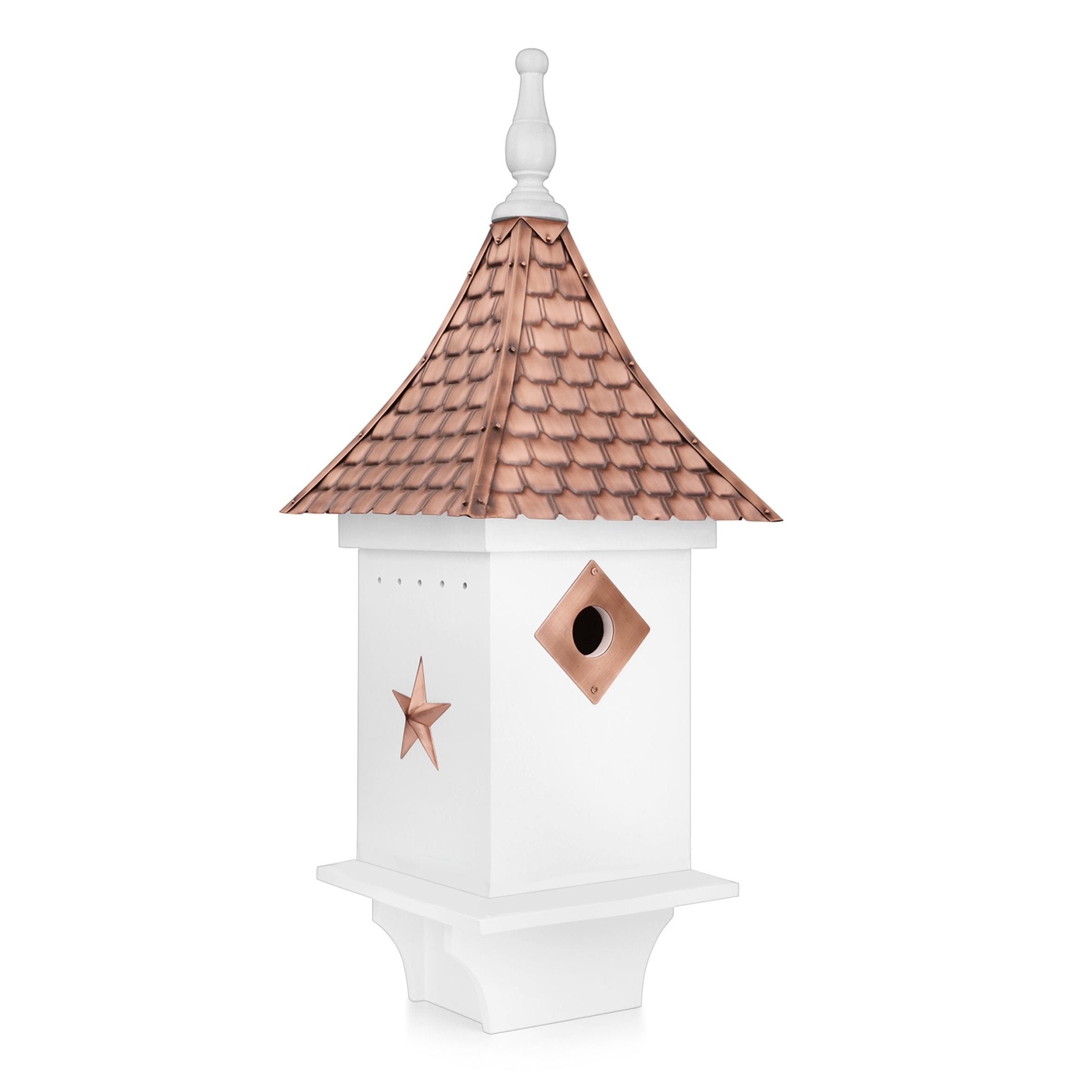 Villa Bird House with Shingled Copper Roof - Handcrafted Wooden Birdhouse for Outdoor Garden Decor - Attract Wild Birds to Your Backyard or Patio
