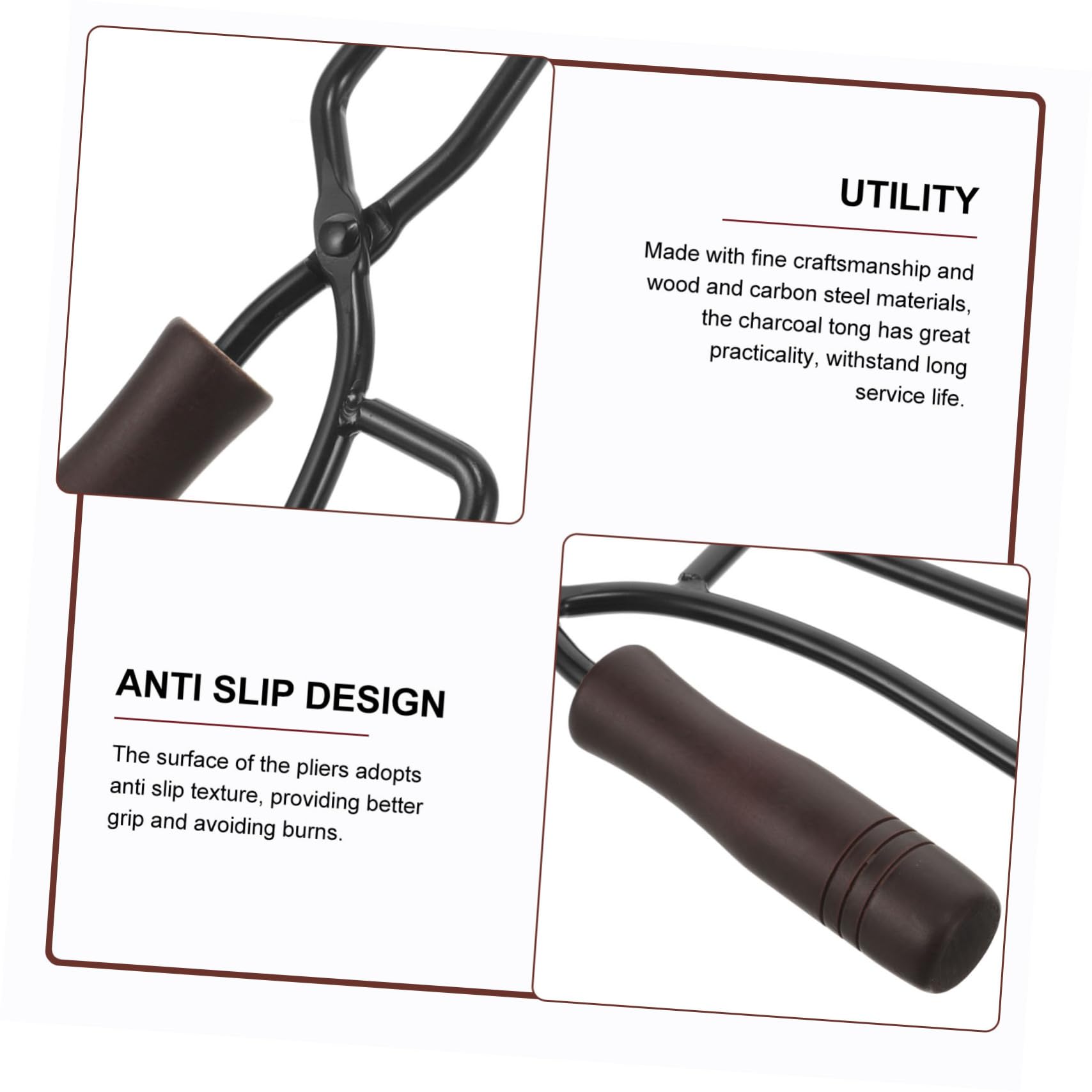 SUPVOX 5-Piece Outdoor Fireplace Tool Set - Heavy Duty Charcoal Clamp, Log Grabber & Fire Pit Tongs for Camping, BBQ & Fireplace Accessories - Perfect for Backyard, Patio & Outdoor Cooking