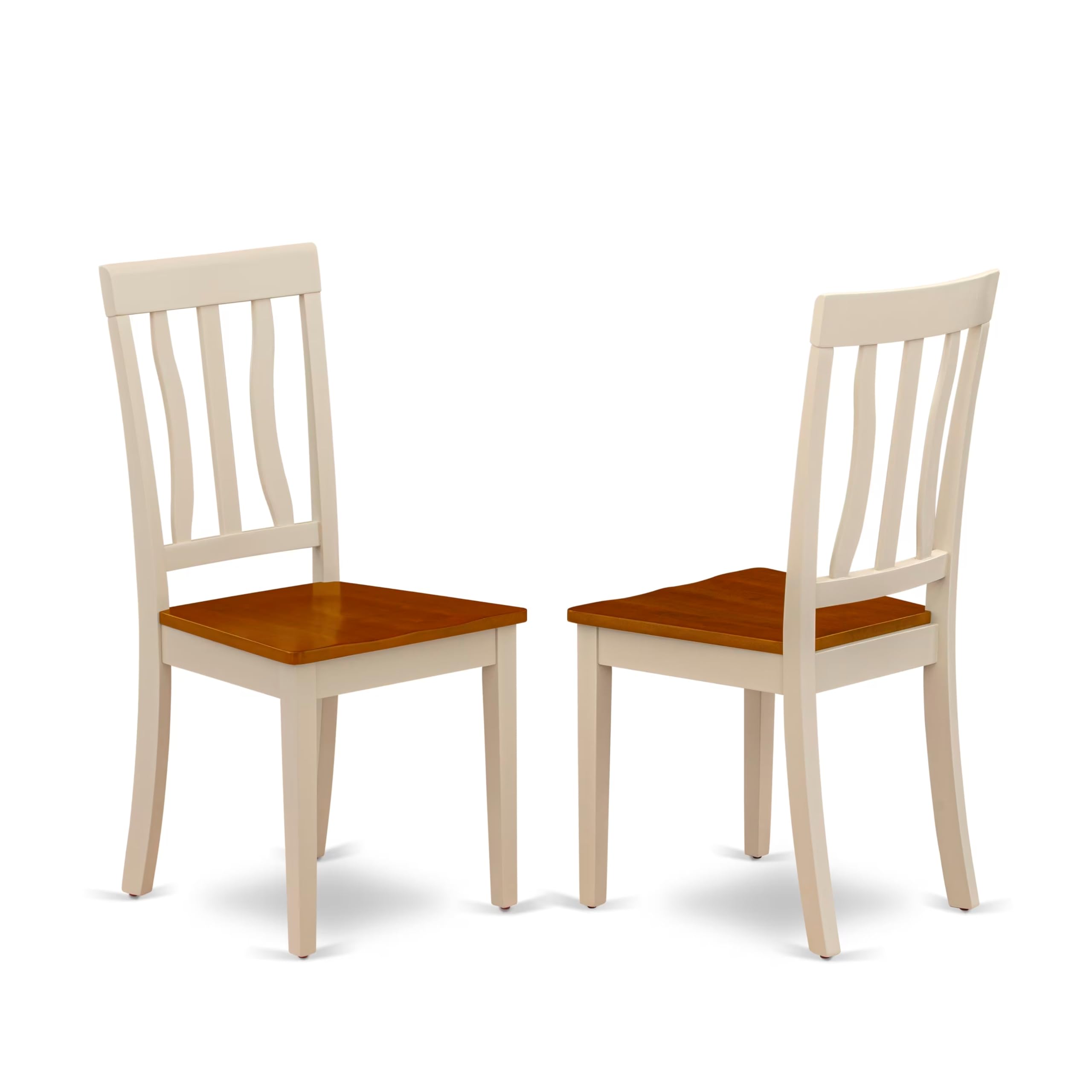 East West Furniture NDAN5-WHI-W 5-Piece Dining Room Set - Rectangle Drop-Leaf Kitchen Table & 4 Chairs, 30x48 Inch, Buttermilk & Cherry - Perfect for Small Spaces, Breakfast Nooks & Cozy Family Meals