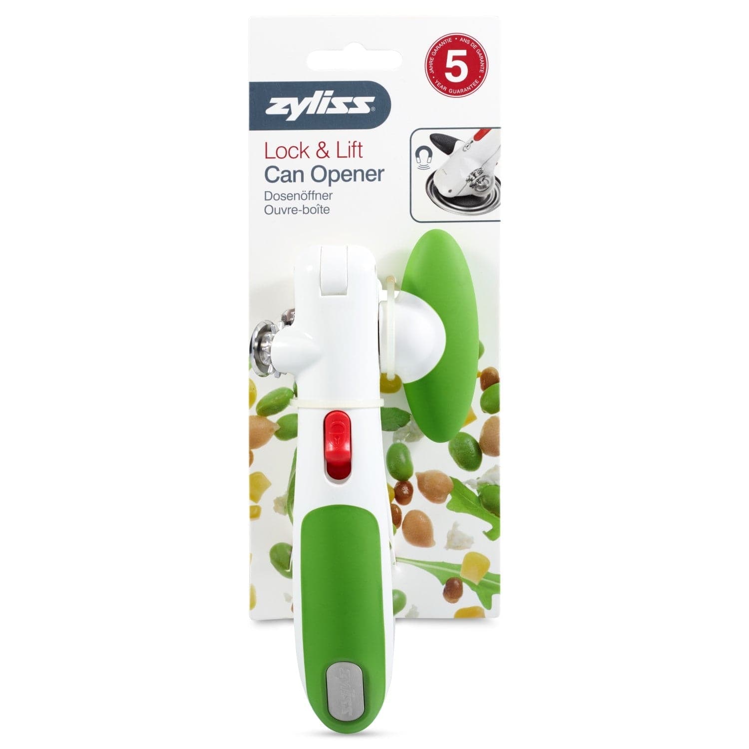 Zyliss Lock N' Lift Can Opener with Lid Lifter Magnet - Green | Effortless One-Handed Operation | Perfect for Kitchen, Camping & Emergency Preparedness