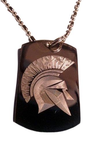 Ancient Greek Spartan Warrior Helmet Logo - Military Dog Tag, Luggage Tag, Keychain & Necklace | Perfect for Cosplay, Historical Reenactments & Gift Giving