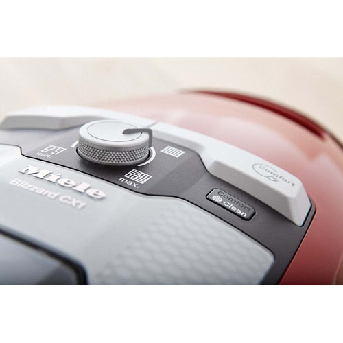 Miele Blizzard CX1 PowerLine Bagless Canister Vacuum Cleaner - Ruby Red (SKCE0) | Powerful Suction for Hardwood Floors & Carpets | Ideal for Pet Hair & Allergy Sufferers