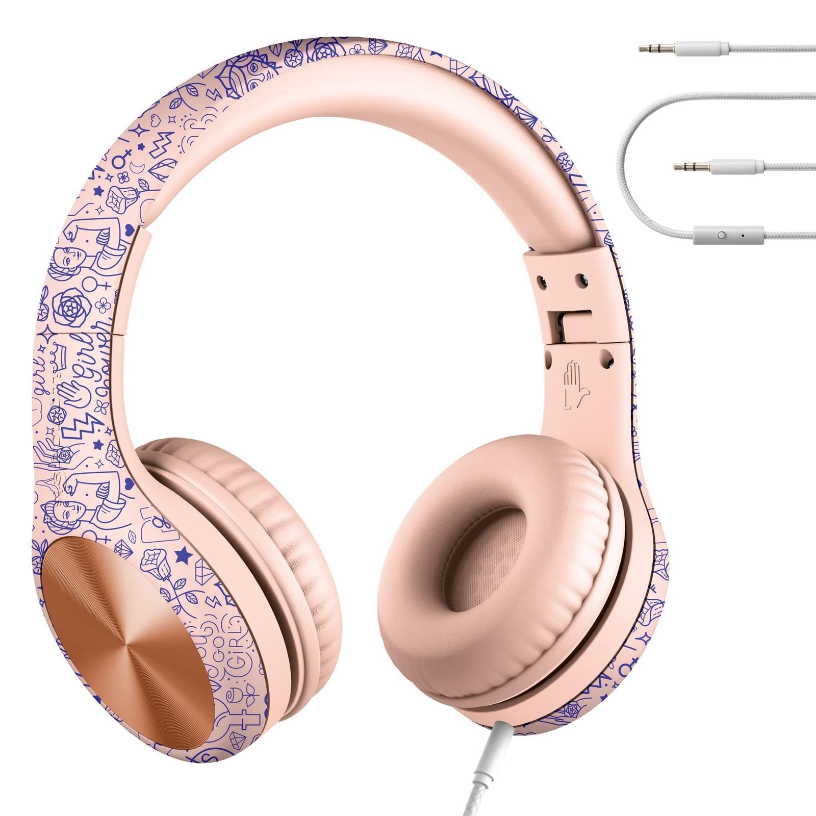 LilGadgets Connect+ Pro Kids Headphones for Girls - Foldable Over-Ear Headset with In-Line Mic, Volume Limiting & Comfort Fit for School, Travel & Learning | Perfect for Online Classes, Gaming & Music Listening
