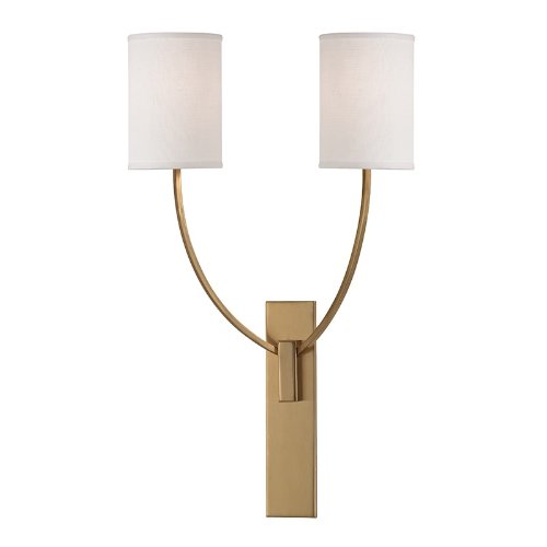 Hudson Valley 732-AGB Colton Candle Energy Star Wall Sconce Light - 2 Light Brass Fixture, 150W, Vintage Style for Living Room, Bedroom & Hallway Lighting