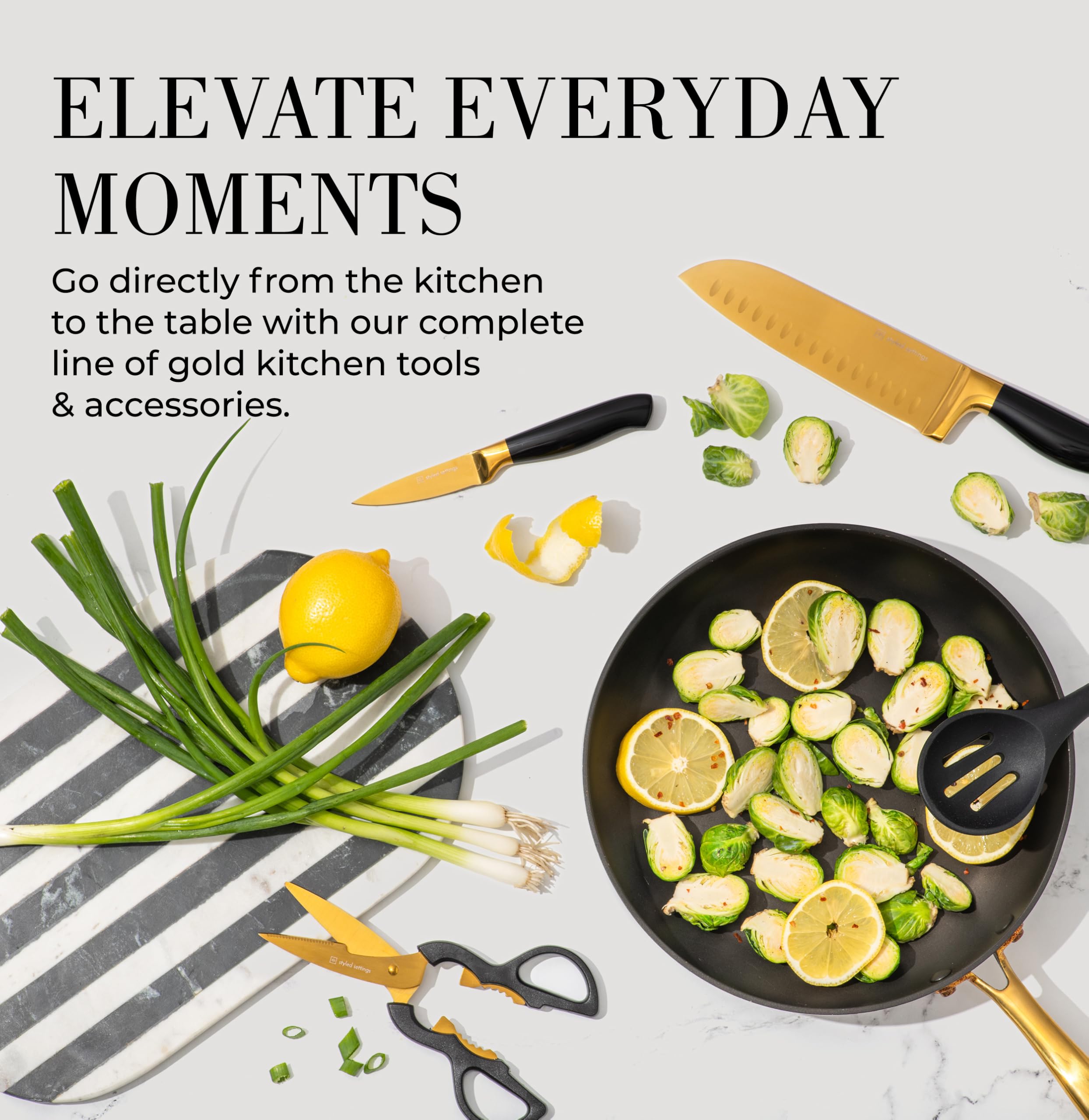 Premium 14-Piece Black & Gold Knife Set with Wooden Block & Built-in Sharpener - Full Tang Kitchen Knives for Cooking, Slicing & Food Prep - Luxury Gold Kitchen Accessories Gift Set for Chefs & Home Cooks - Perfect for Holiday Gifting, Wedding Registry & Professional Kitchens
