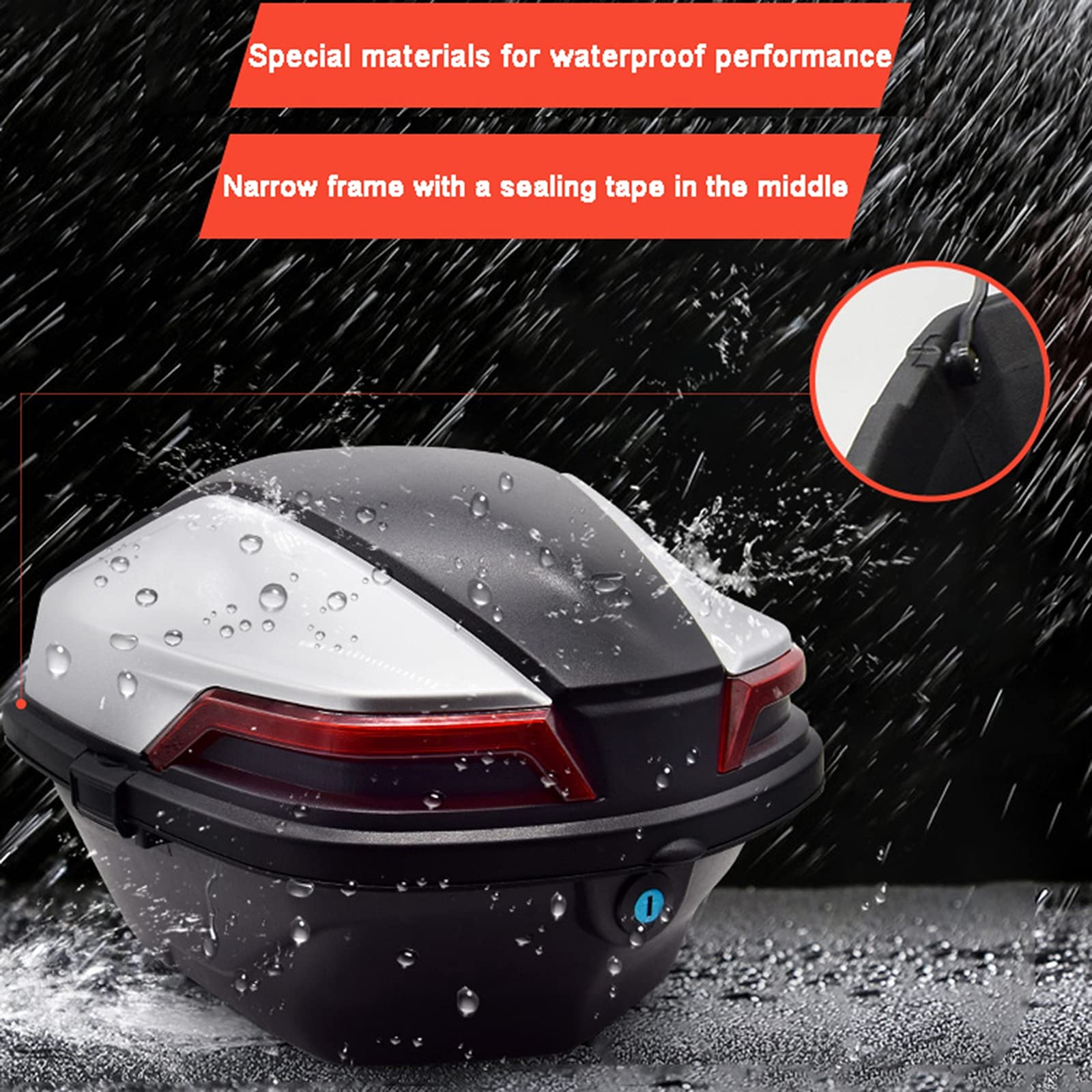 **Waterproof Motorcycle Tail Trunk Luggage Box - Helmet Storage & Scooter Top Case with Lock - Durable Travel Storage for Helmets, Scooters & Motorcycles - Perfect for Commuting, Touring & Road Trips (Blue)**