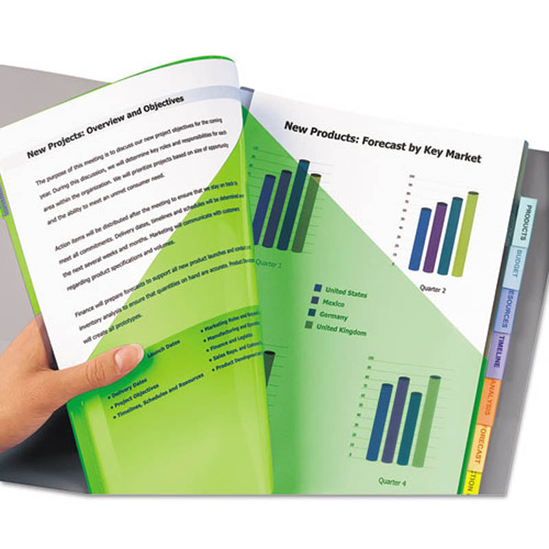 Big Tab Insertable Plastic Dividers with Two Slash Pockets - 8-Tab Letter Size Organizer Set (8-Pack) for Office Files, School Binders & Document Organization