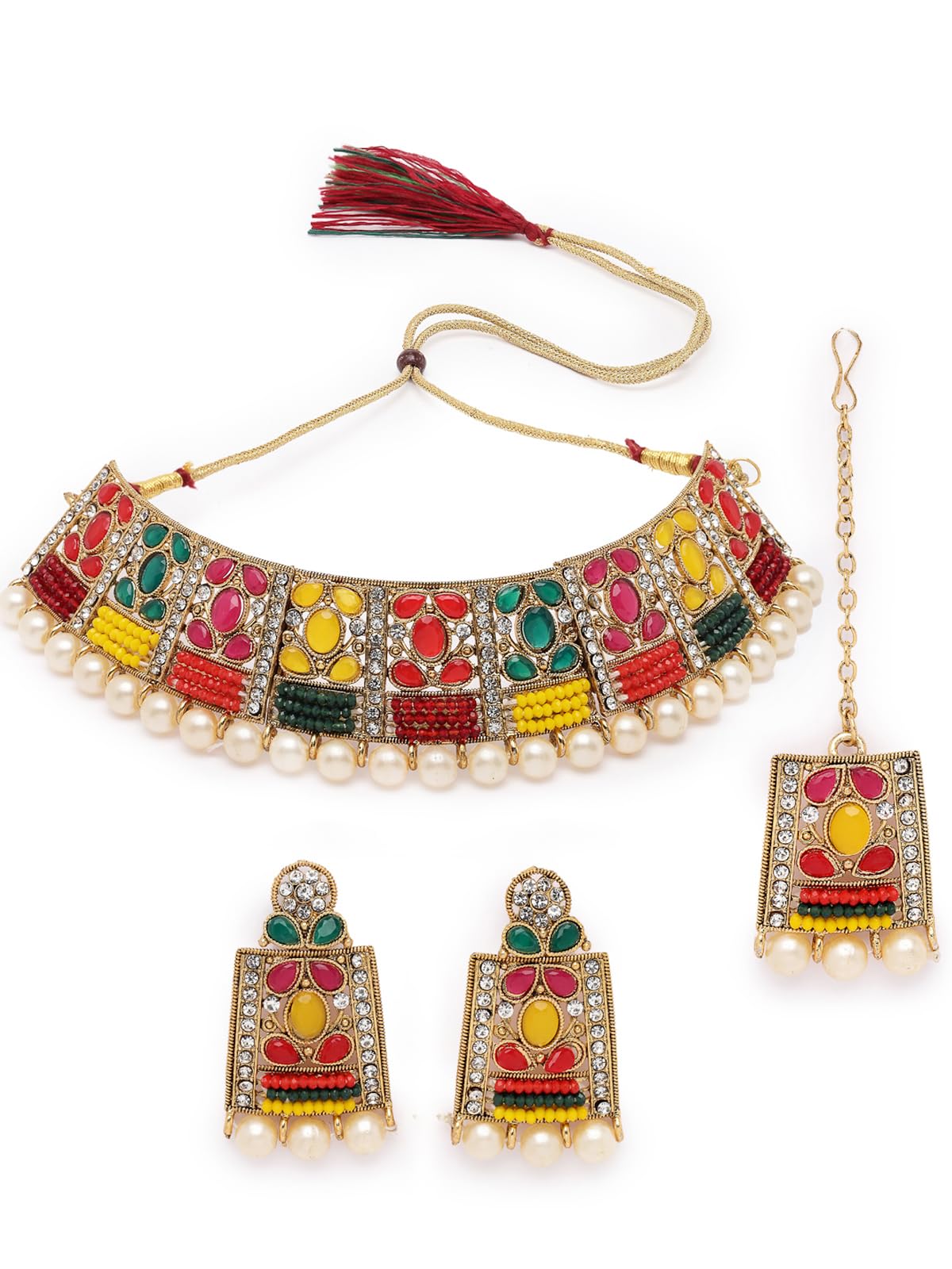 Elegant Pink Stone & Pearl Choker Necklace Set for Women | Sukkhi Adorable Unique Stylish Rani Jewelry | Perfect for Weddings, Parties & Special Occasions