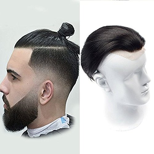 Premium 8x6 Black Human Hair Lace Front Wig for Men - Natural Looking Toupee & Hair Patch with Free Front Lace Tape | Daily Wear, Cosplay, Hair Loss Solution, Special Occasions