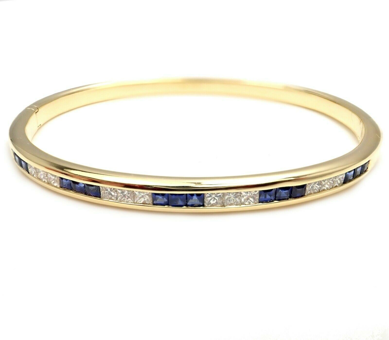 Exquisite 18k Yellow Gold Diamond & Sapphire Bangle Bracelet by Craig Drake - Luxury Jewelry for Women, Perfect for Weddings, Anniversaries & Special Occasions