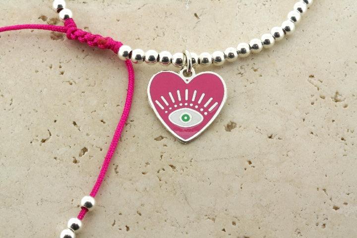 Enamel Pink Flying Heart Bead Bracelet for Women - Elegant Jewelry Gift for Valentine's Day, Anniversary & Special Occasions