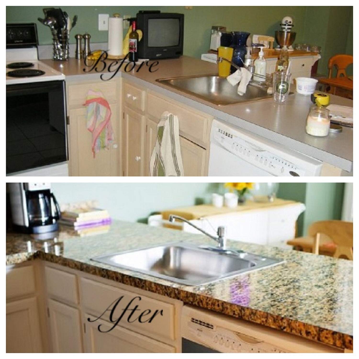 EZ FAUX DECOR Granite Peel & Stick Countertop Film - Waterproof Heat-Resistant Self-Adhesive Vinyl for Kitchen Countertops, Cabinets, Tables (36