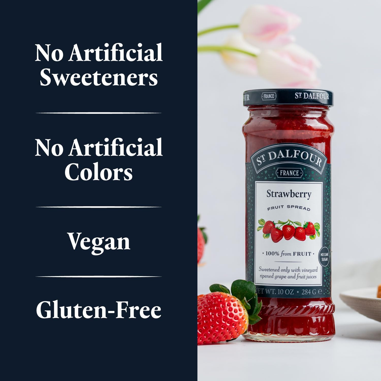 St. Dalfour Strawberry & Orange Marmalade French Fruit Spread Bundle, 10 oz Each - 100% Natural Fruit Preserves, No Artificial Ingredients, Non-GMO, Gluten-Free | Perfect for Toast, Yogurt, Desserts & Gift Baskets