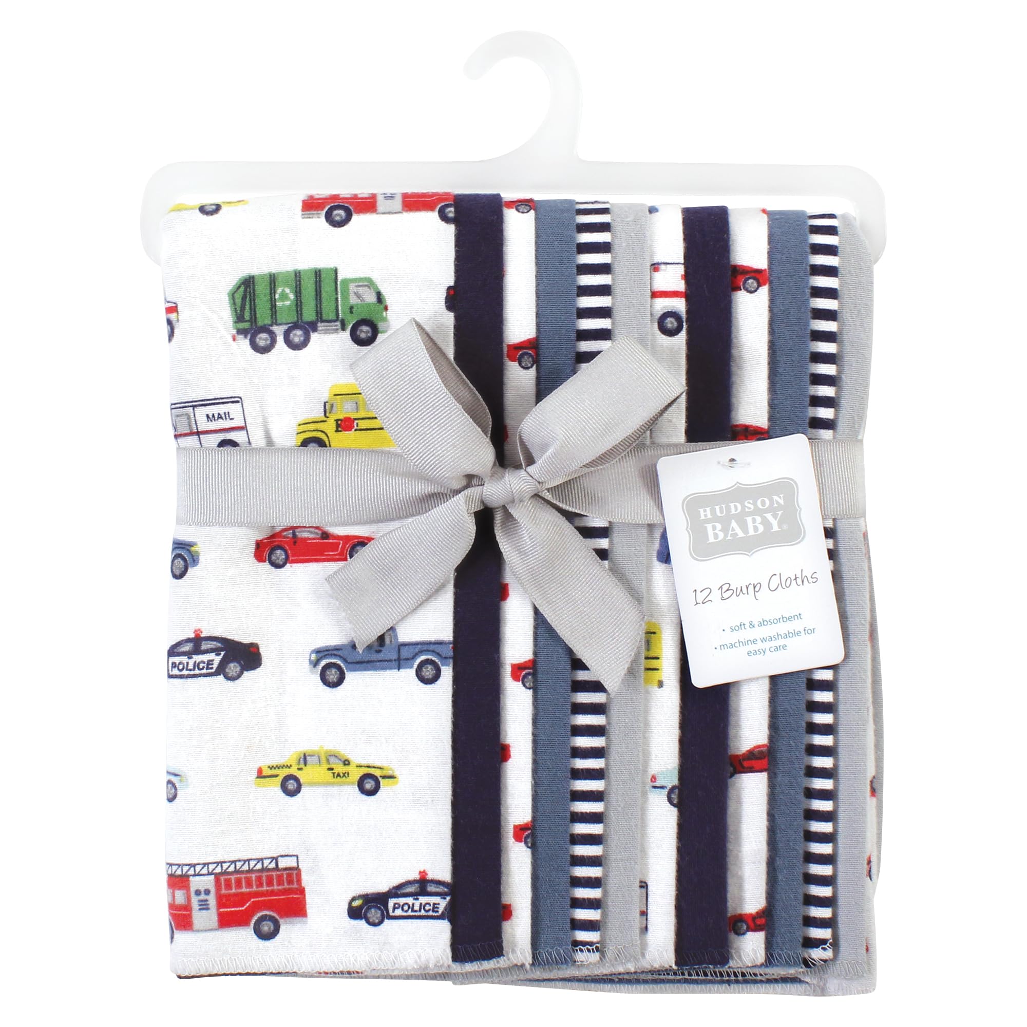 Hudson Baby Unisex Cotton Flannel Burp Cloths Bundle - Soft & Absorbent for Newborns & Infants - Going Places Design - Perfect for Feeding, Spit-Up & Diaper Changes - One Size