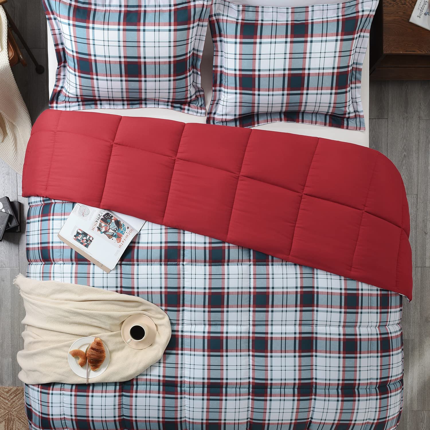 Basic Beyond Twin Comforter Set - Lightweight Down Alternative Bedding with Black & Red Stripes | Perfect for Kids Rooms, Dorm Essentials & Guest Bedrooms