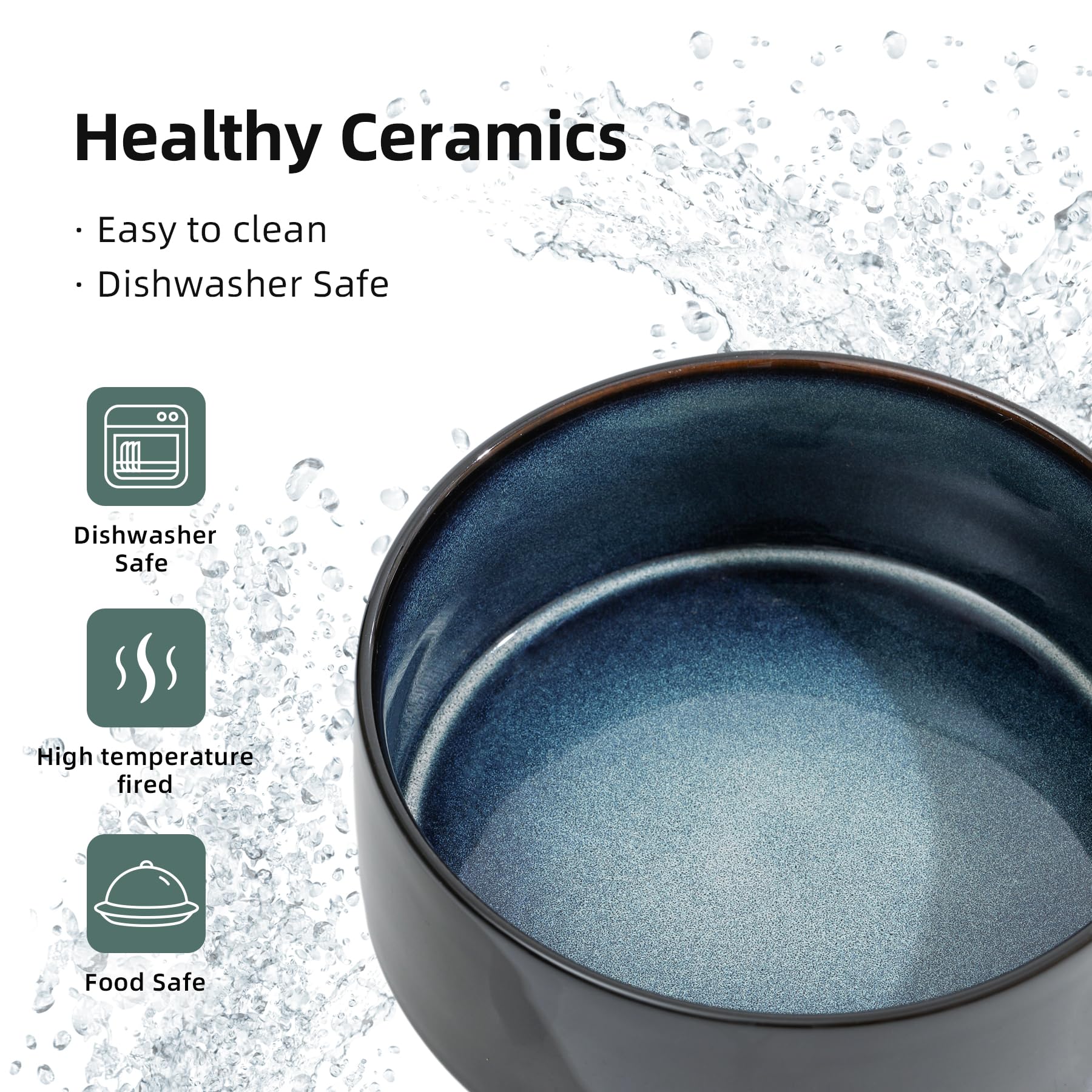 Ceramic Cat Bowls Set - 2pcs Starry Sky Pet Dishes for Food & Water - Perfect for Home & Travel
