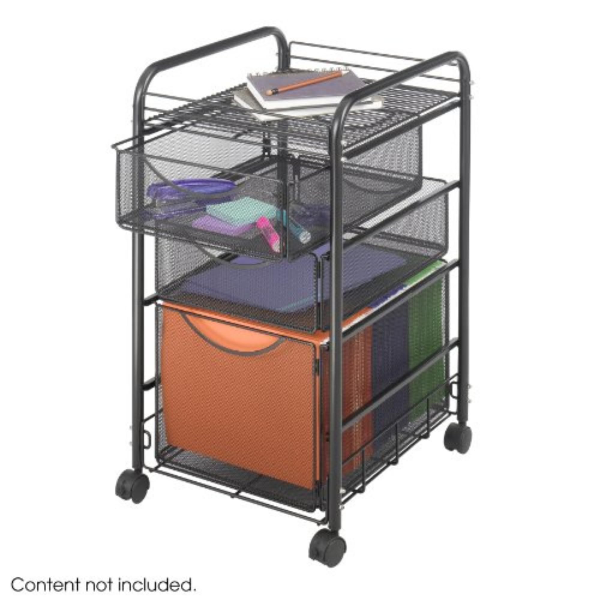 Safco Onyx Rolling File Cart with Large File Drawer & 2 Supply Drawers - Letter-Size Hanging Folder Organizer | Durable Steel Office Storage Solution for Files & Supplies | Perfect for Home Office, School & Workplace Organization