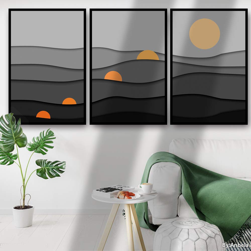 IDEA4WALL 3-Piece Framed Canvas Wall Art Set - Nordic Style Modern Home Decor (16