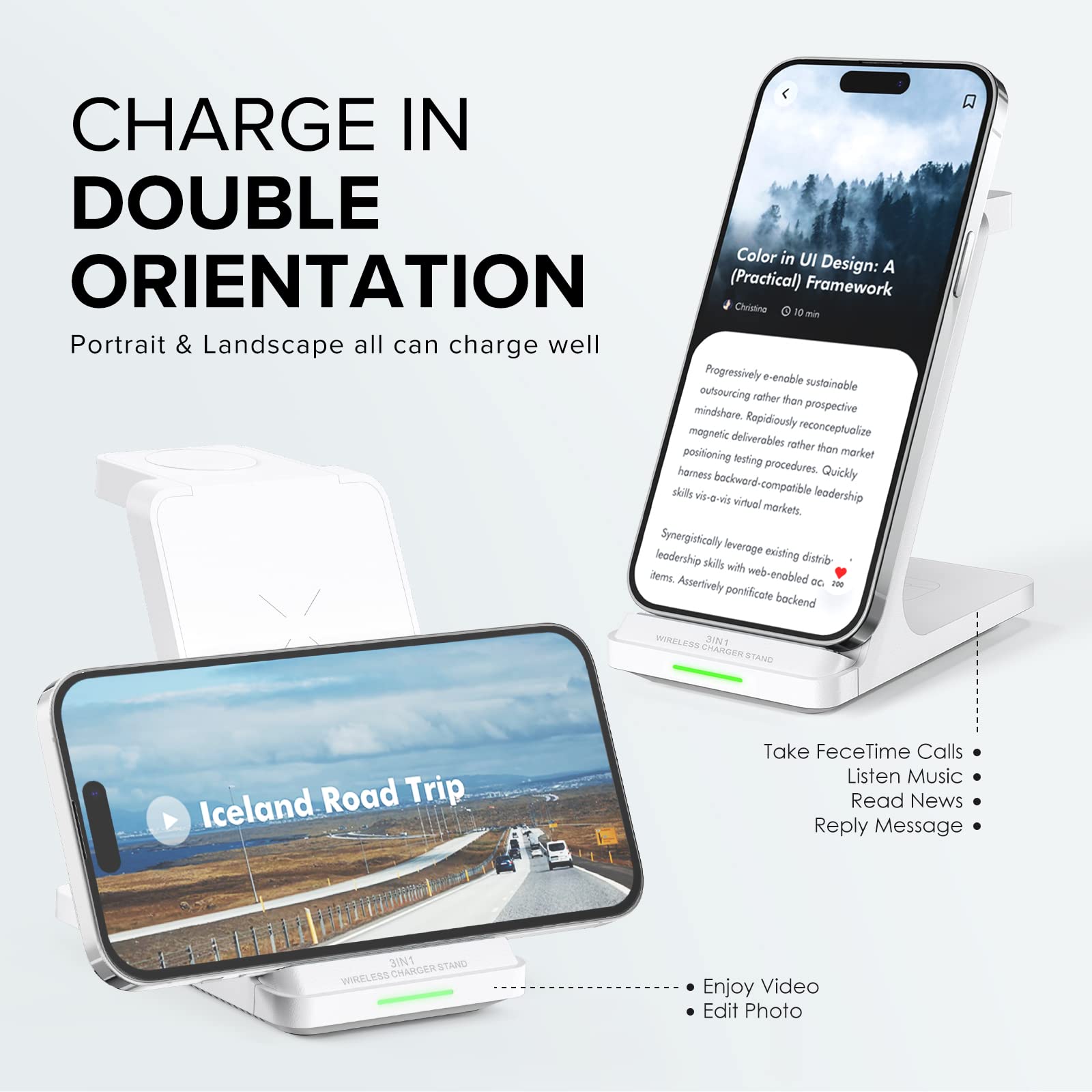 3-in-1 Fast Wireless Charging Station for iPhone 16/15/14/13/12/11 Series, Apple Watch Ultra/10/9/8/7/SE & AirPods - Multi-Device Charging Stand for Home, Office & Nightstand Use
