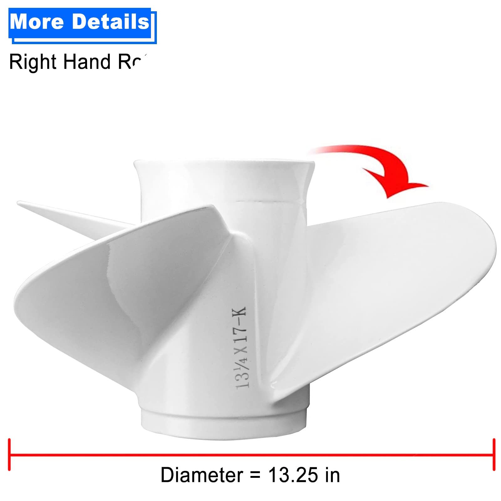 Yamaha Outboard Propeller 15 Tooth RH 3-Blade White - Compatible with 60HP 70HP 75HP 80HP 85HP 90HP 115HP 130HP Engines - Perfect for Boating, Fishing & Water Sports