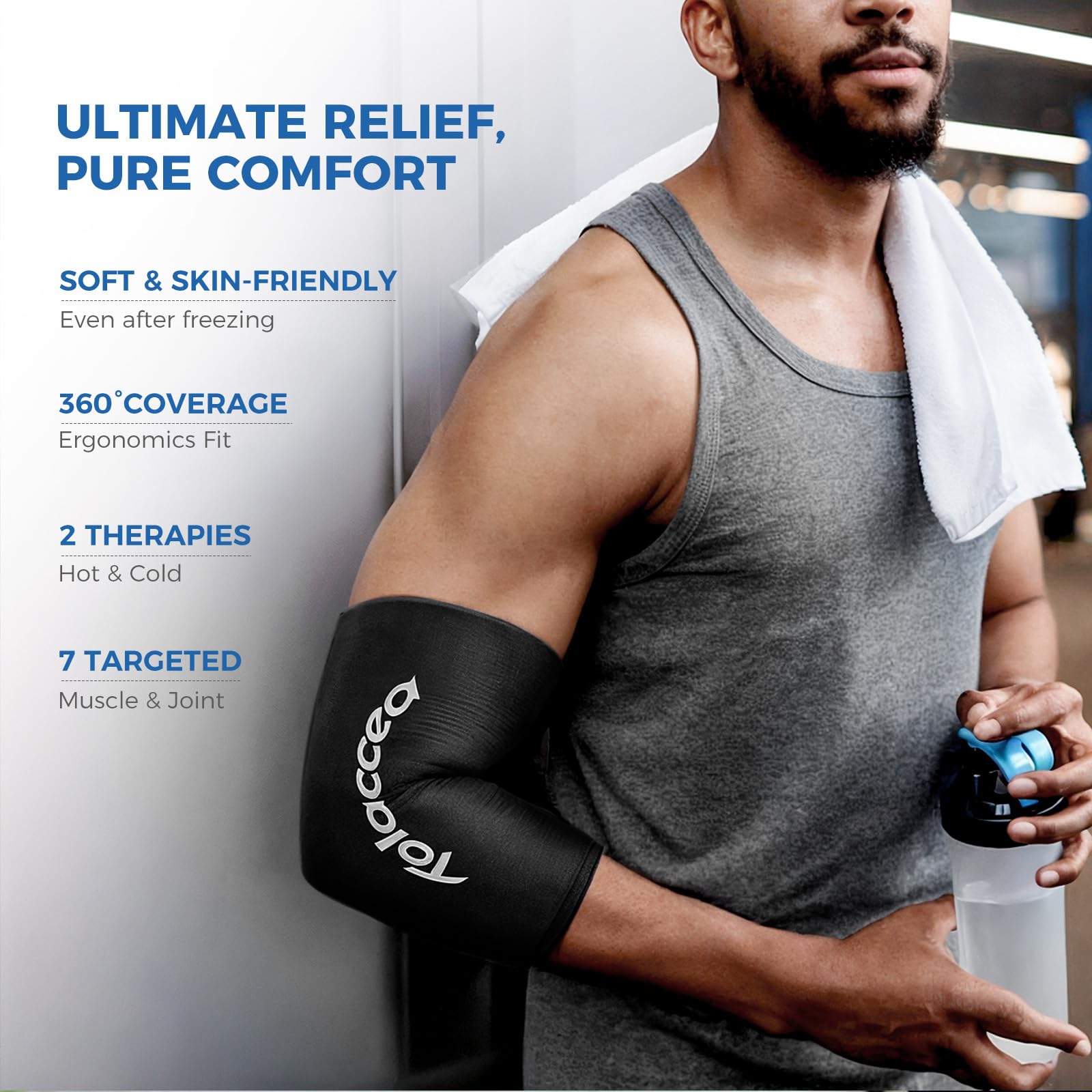 Reusable Elbow & Knee Ice Pack - Cold Therapy Compression Sleeve with Gel for Shin Splints, Calf Strain, Tennis Elbow, Tendonitis - Flexible & Adjustable for Sports Injuries & Post-Surgery Recovery (Small, Black) - Perfect for Athletes, Runners & Joint Pain Relief