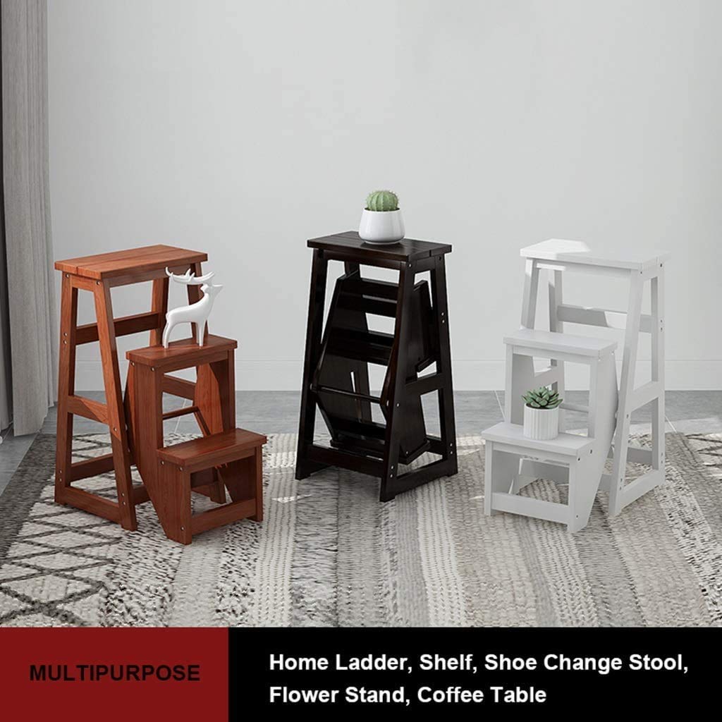 3-Tier Foldable Wooden Step Stool - Portable Ladder Stool for Bedroom, Bathroom, Storage & Multi-Purpose Use | Non-Slip, Space-Saving Design for Home Organization & Kids Safety