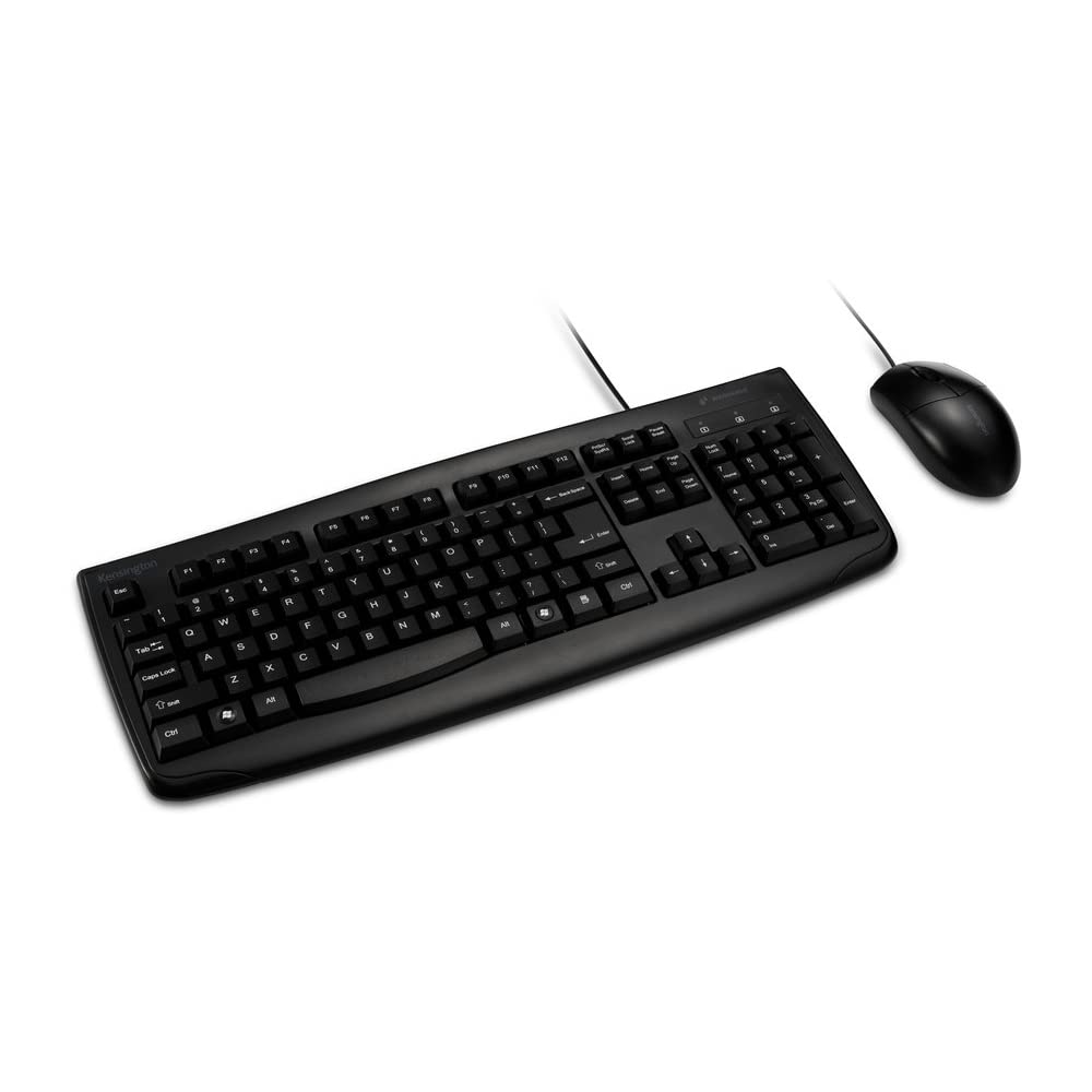 Kensington Pro Fit Washable Wired Desktop Set (K70316US) - Ergonomic Keyboard & Mouse Combo for Office, Gaming & Home Use - Spill-Resistant & Durable for Daily Computing Tasks