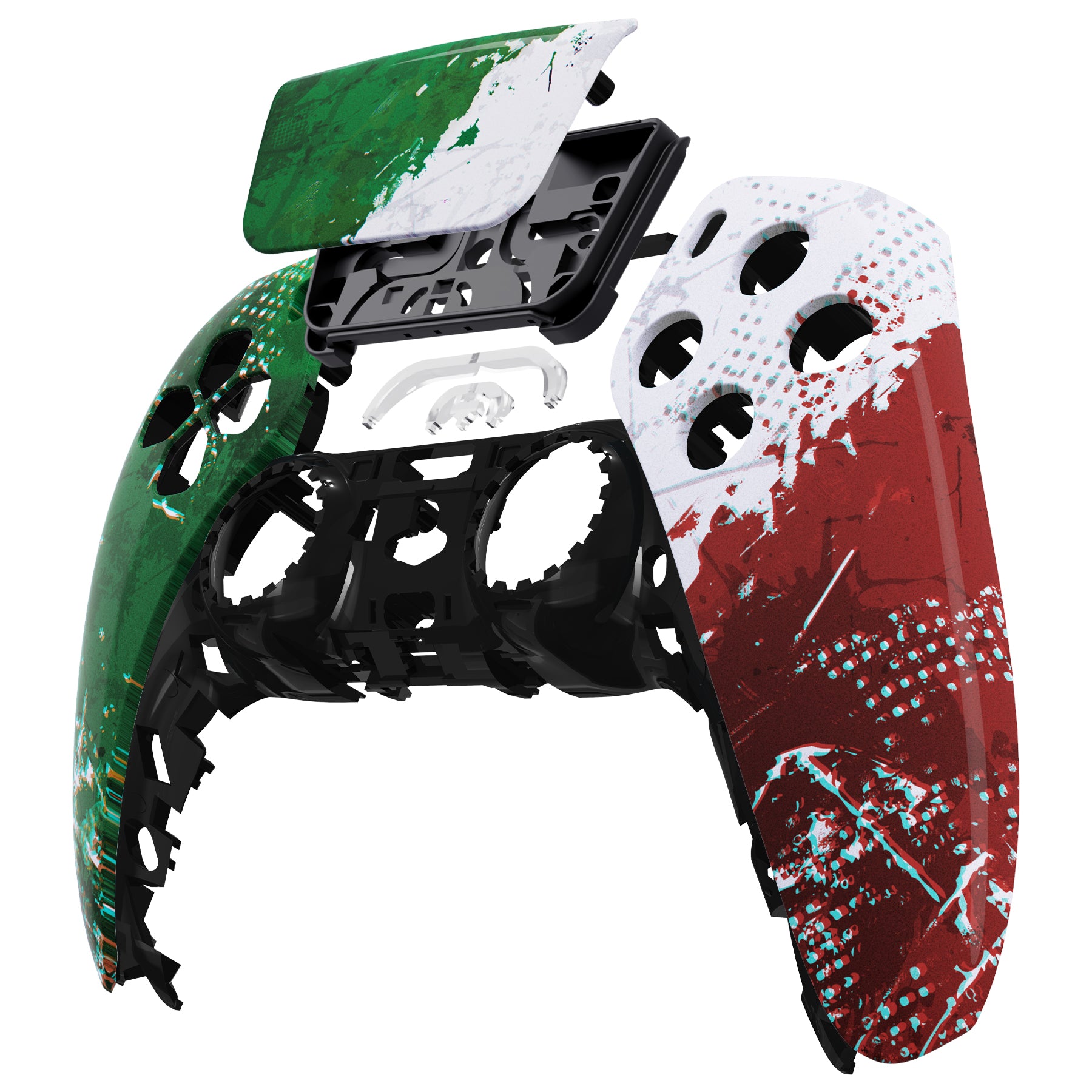 eXtremeRate PS5 Controller Front Housing Shell with Touchpad - Compatible with BDM 010/020/030/040/050 - Italy Flag Design | Custom Replacement Part for Gaming Enthusiasts | Perfect for Controller Modding and Personalization