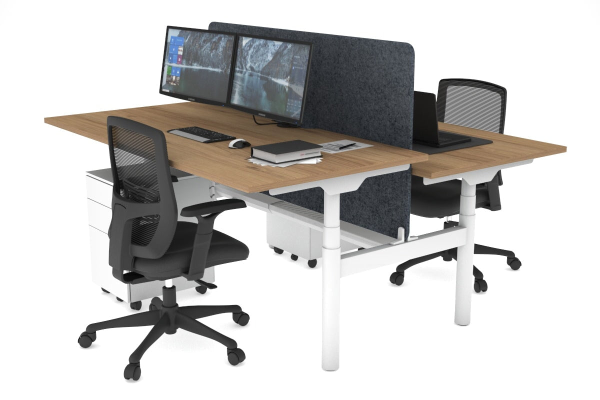 Flexi Premium Height Adjustable 2-Person H Bench Workstation - White Frame [1800L x 800W with Cable Management] - Ideal for Office, Home Workspace & Collaborative Environments