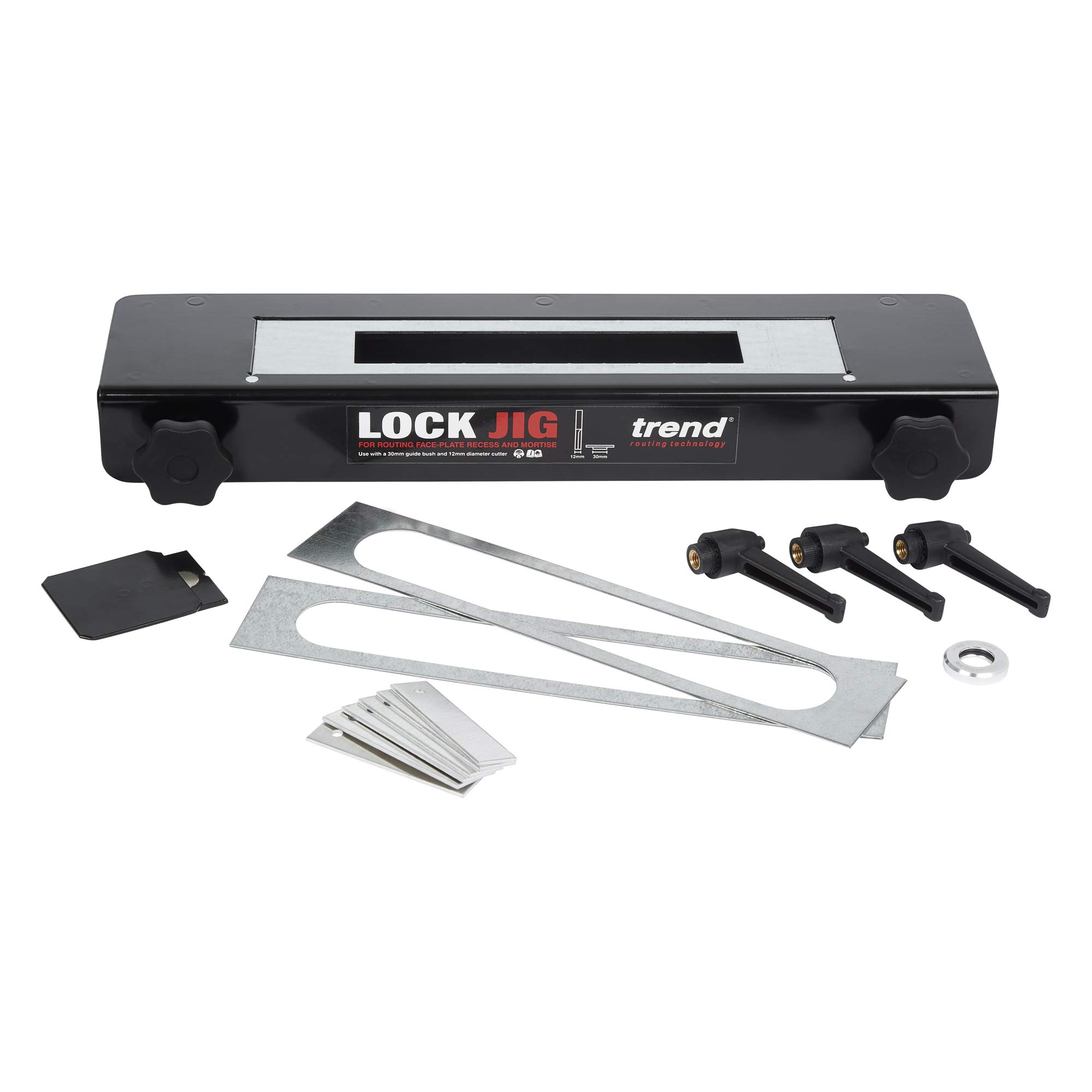 Baldwin Templates Large Lock Jig Kit with TCT Router Bit & Guide Bush - Professional Door Lock Installation Tool for Woodworking & Cabinet Making | Perfect for Home Improvement and DIY Projects