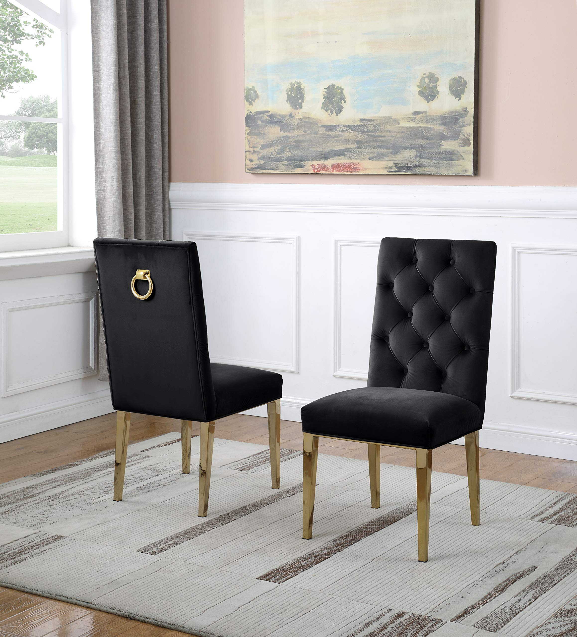 Modern 6-Piece Dining Room Set with Table and Chairs - D61-6SC75 in Sleek Black Finish | Perfect for Small Spaces, Apartments & Cozy Family Meals