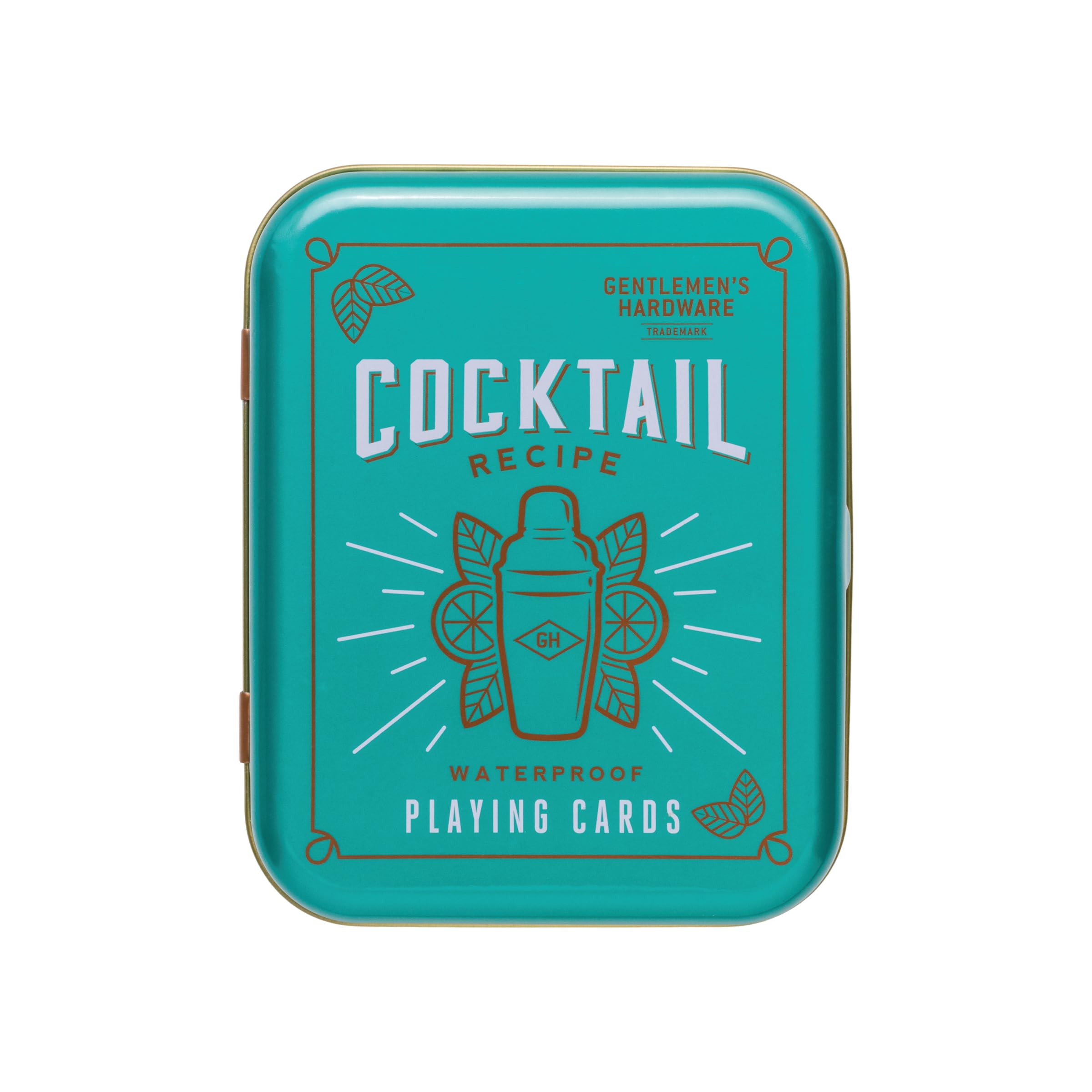 Waterproof Playing Cards for Men - Standard Poker Size Deck with Travel Tin, 52 Cards & Cocktail Recipes | Perfect for Outdoor Adventures, Pool Parties & Travel