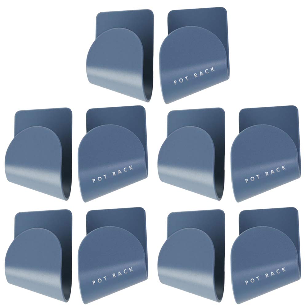 5-Pair ABS Frosted Pot Lid Organizer - Multifunctional Kitchen Storage Rack with Seamless Stickers, Dish Holder & Pot Rest Shelf (Blue) | Perfect for Small Kitchens, Cabinet Organization & Space-Saving Solutions
