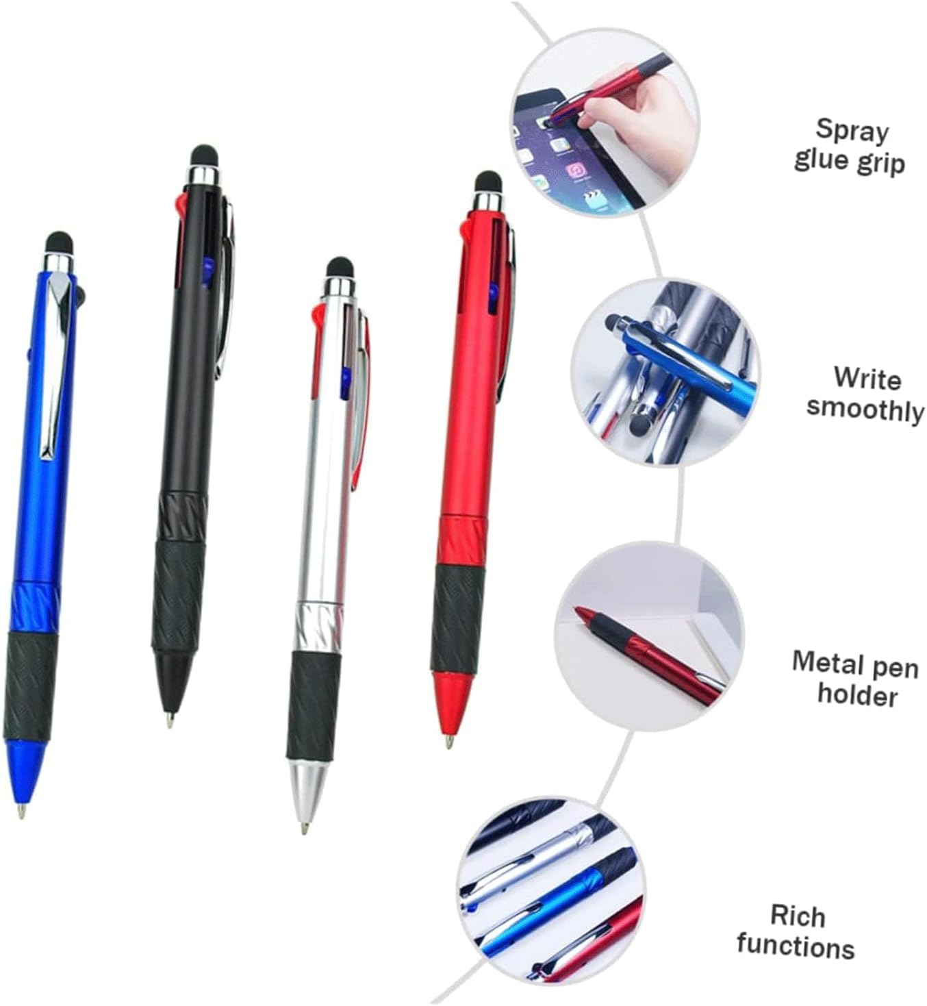 4-Pack Smooth Writing Retractable Gel Ink Pens - Quick-Drying Ballpoint Rollerball Pens for Students, Office & Home Use - Perfect for Note Taking, Journaling & Everyday Writing Tasks