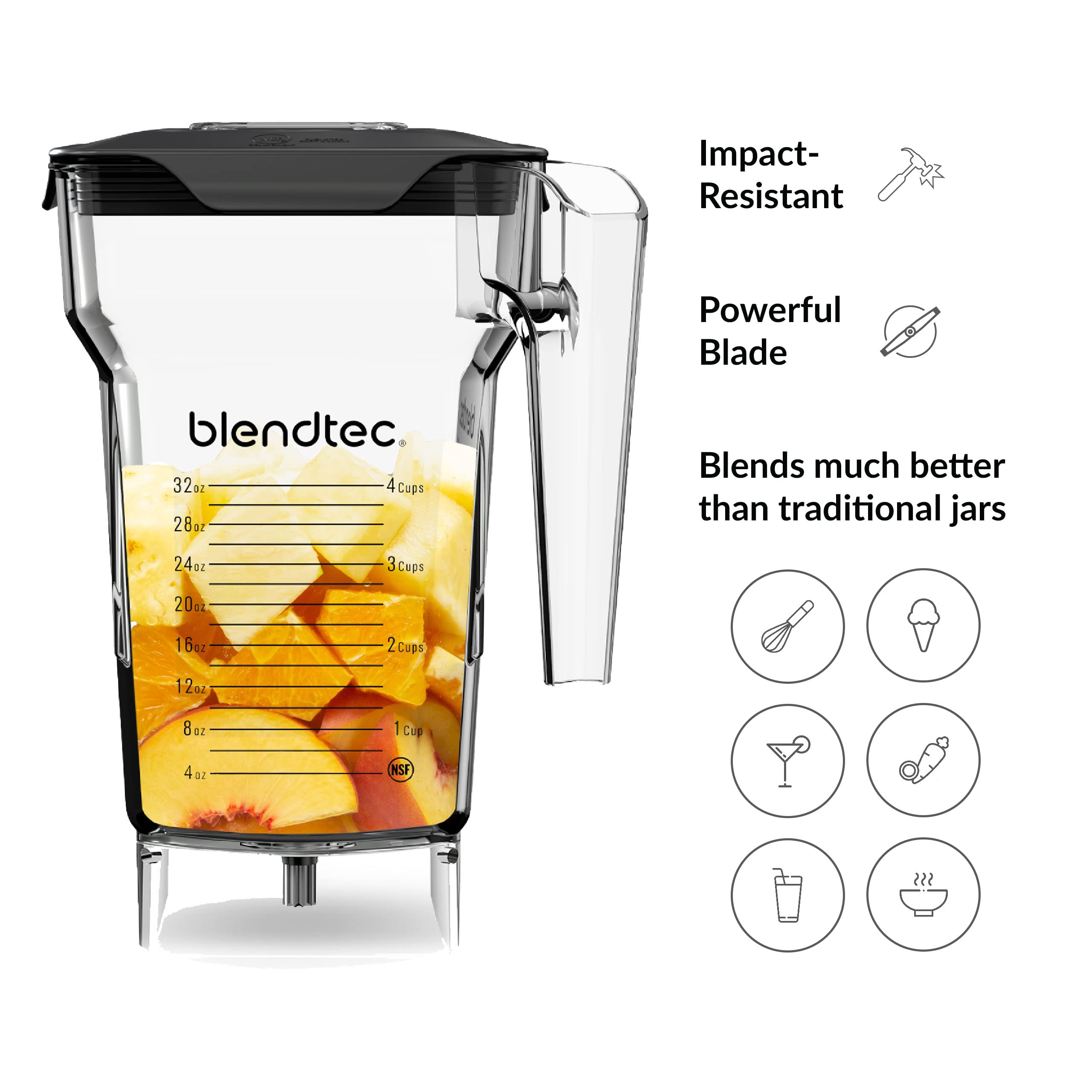 Blendtec 75 oz FourSide Jar & 34 oz GO Travel Bottle Bundle - Compatible Blender Jars & Personal Blender Attachment for Blendtec Blenders - Perfect for Smoothies, Protein Shakes & On-the-Go Blending