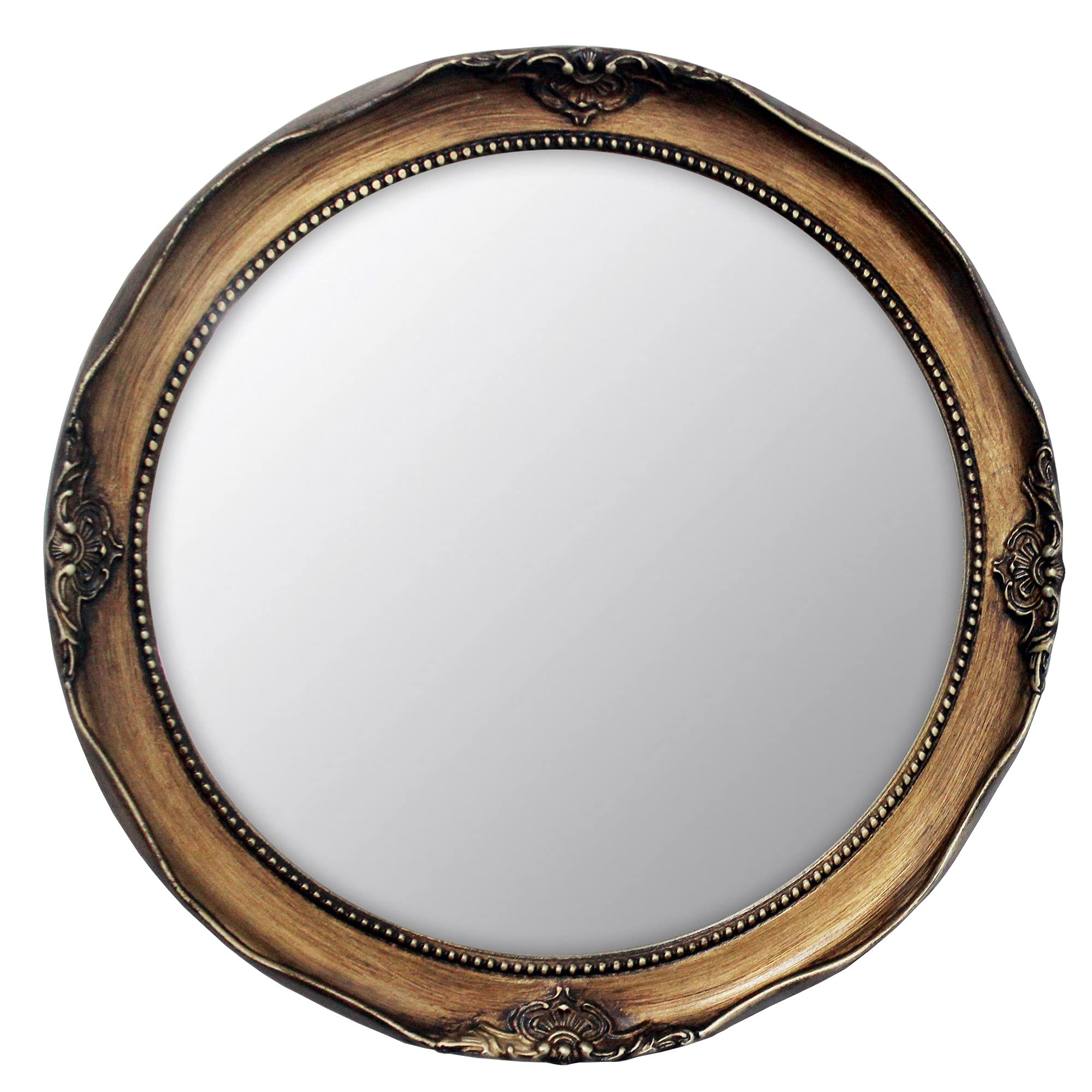 Vintage 12.2 Inch Round Wall Mirror - Antique Gold Hanging Decorative Mirror for Living Room, Bedroom & Bathroom Decor