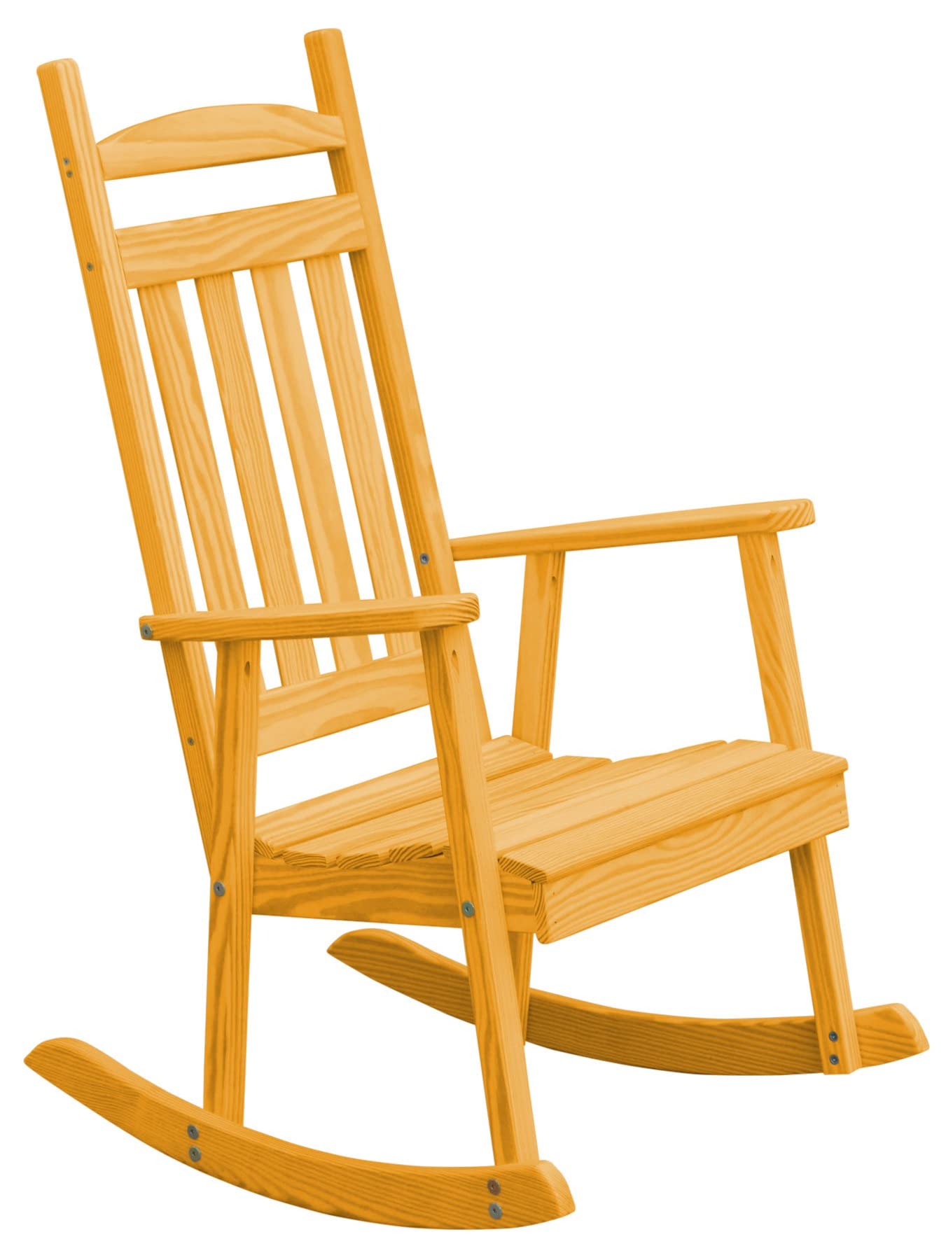 Furniture Barn USA Pine Classic Porch Rocker - Natural Wood Stain Outdoor Rocking Chair for Patio, Deck & Garden Relaxation