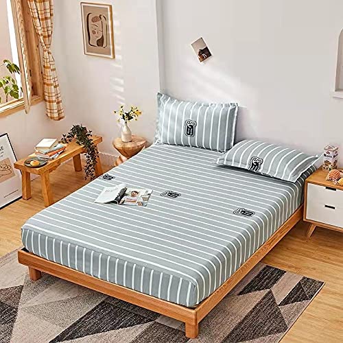 LUKKC Luxury Soft Breathable Bed Sheet Set - Queen/King Size 120x200cm & 150x200cm - Skin-Friendly Printed Fitted & Flat Sheets for Double/Single Beds - Perfect for Master Bedroom, Guest Room & Hotel Use