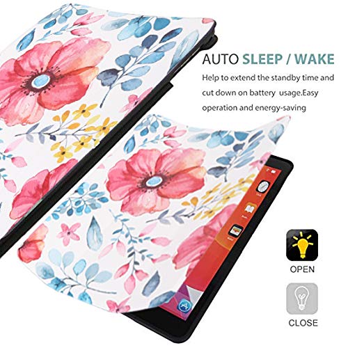 Floral White Slim Protective iPad Case for 9th/8th/7th Gen iPad 10.2