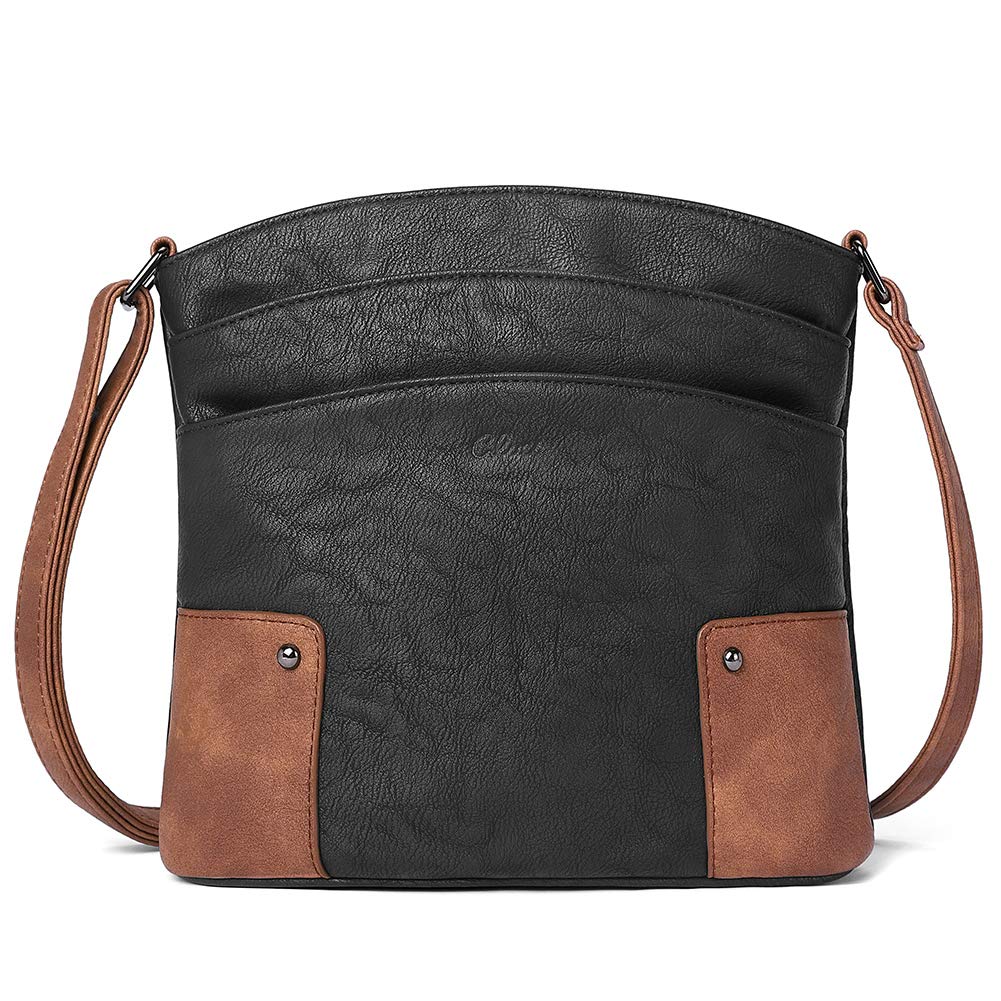 CLUCI Women's Vintage Leather Crossbody Bag with Triple Pockets - Stylish Shoulder Purse for Travel, Vacation & Everyday Use