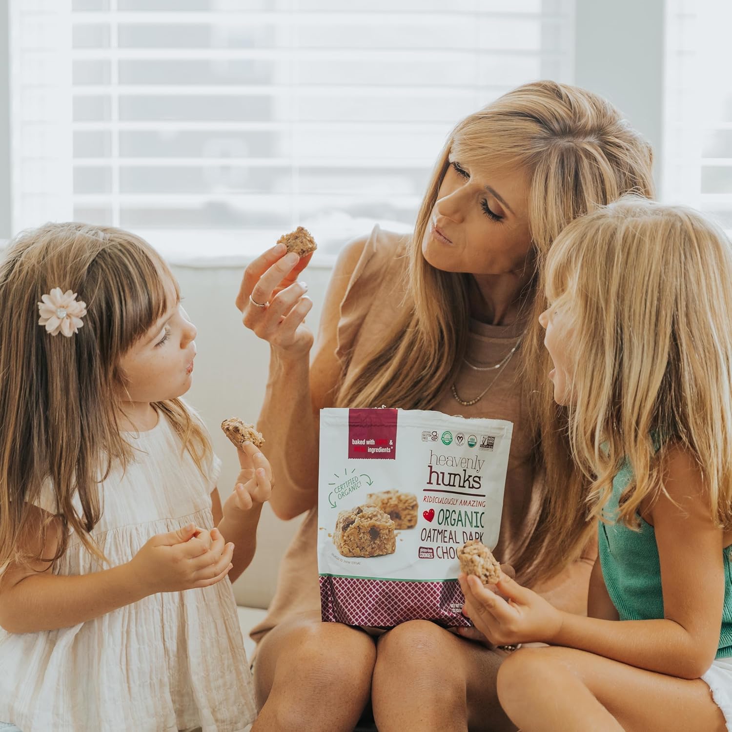 HeavenlyHunks Organic Oatmeal Dark Chocolate Cookies - Gluten-Free, Vegan, Non-GMO - 22 Cookie Chunks (7.2 oz Pack) - Perfect for Snacking, Gifts & Healthy Desserts