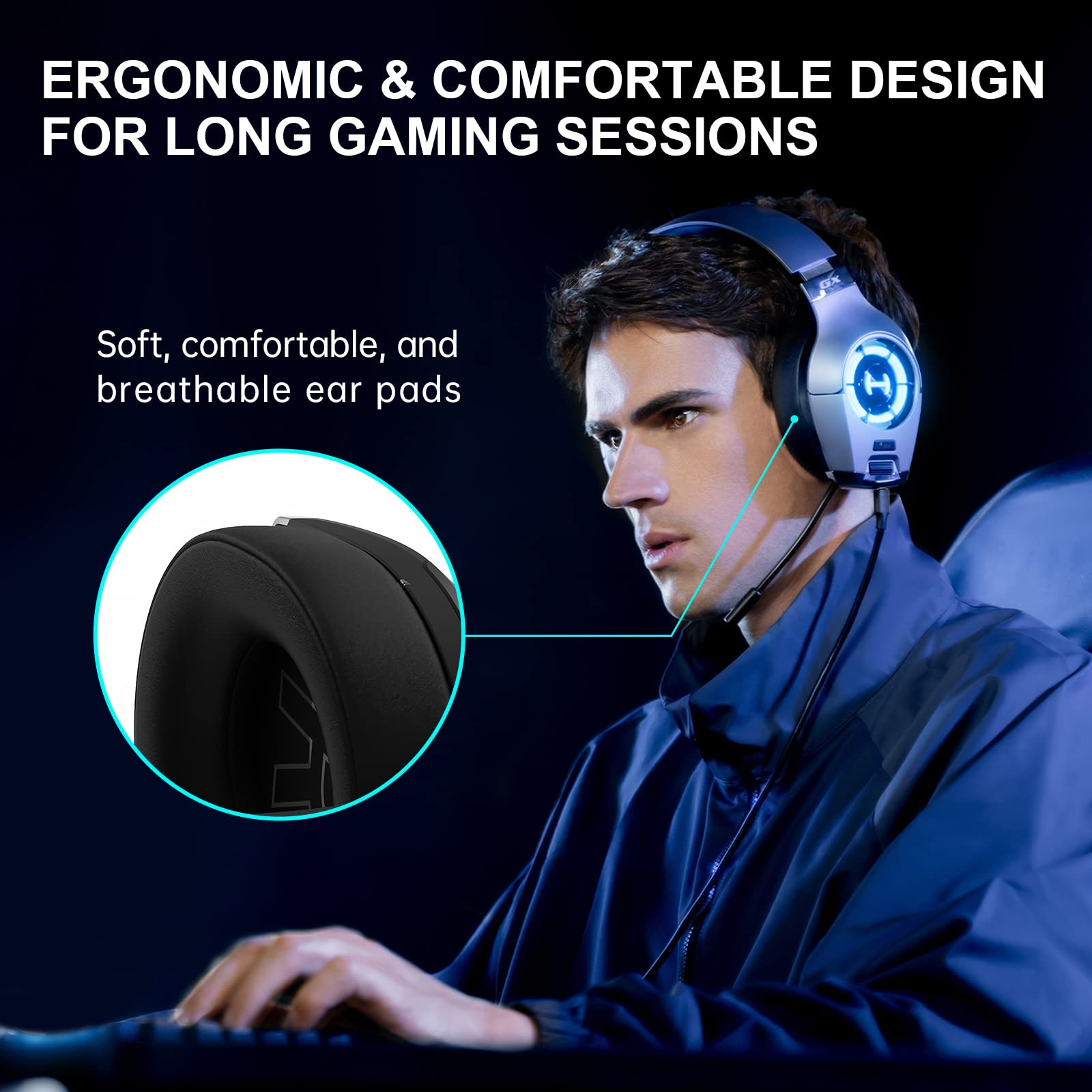 Edifier Hecate GX Hi-Res Gaming Headset with Microphone - Wired USB/Type-C/3.5mm Headphones for PS5, PS4, PC, Xbox & Switch - 50mm Drivers, RGB Lighting & ENC Noise Cancellation (Grey) - Perfect for Competitive Gaming & Immersive Audio Experience