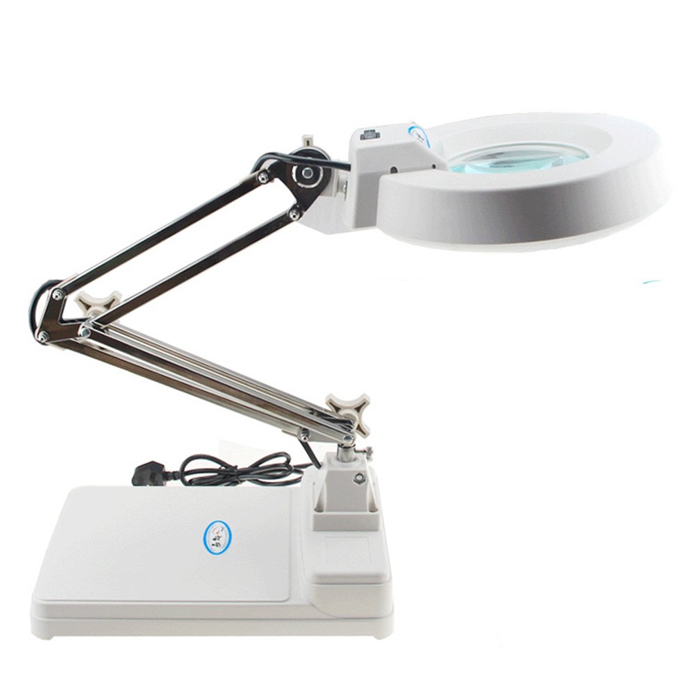 TOPCHANCES 10X LED Desktop Magnifier Lamp with Adjustable Arm - Foldable Lighted Magnifying Glass for Reading, Inspection & Crafts - Perfect for Jewelry Making, Hobbies & Close-up Work