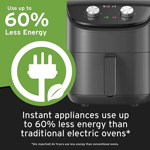 Instant Pot Essentials 4QT Air Fryer with EvenCrisp Technology - Fast & Even Cooking, Digital Controls for Time/Temperature, 100+ App Recipes - Perfect for Quick Meals, Healthy Snacks & Family Dinners (Black)